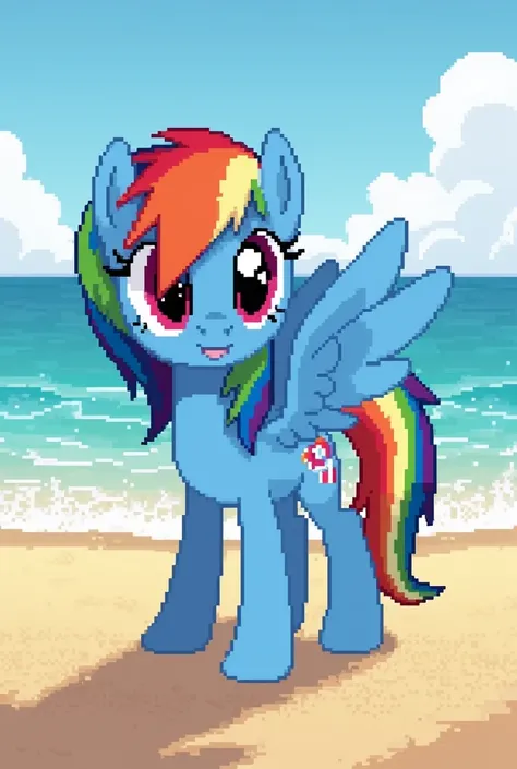 pixelated rainbowdash at the beach