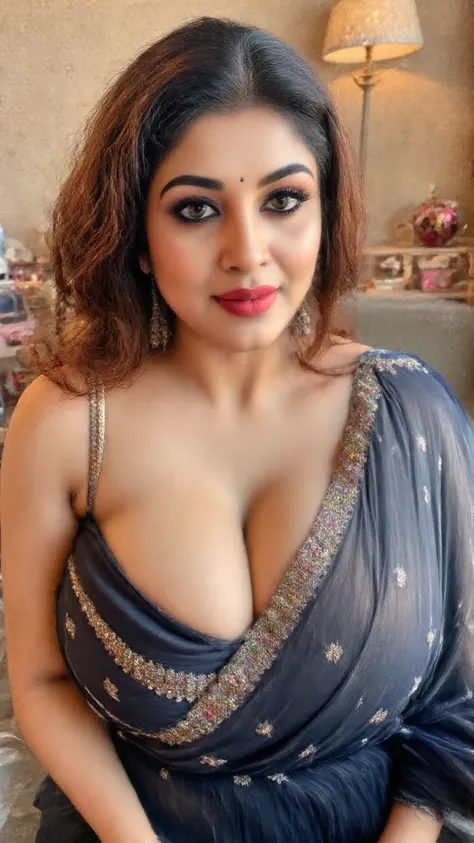  full body ,saree, long legs ,deep cleavage , body jewellery , belly chain,nose ring, earrings , oiled body 