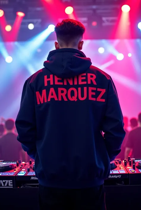 An Alan Walker style DJ who says Henier Marquez in his jacket