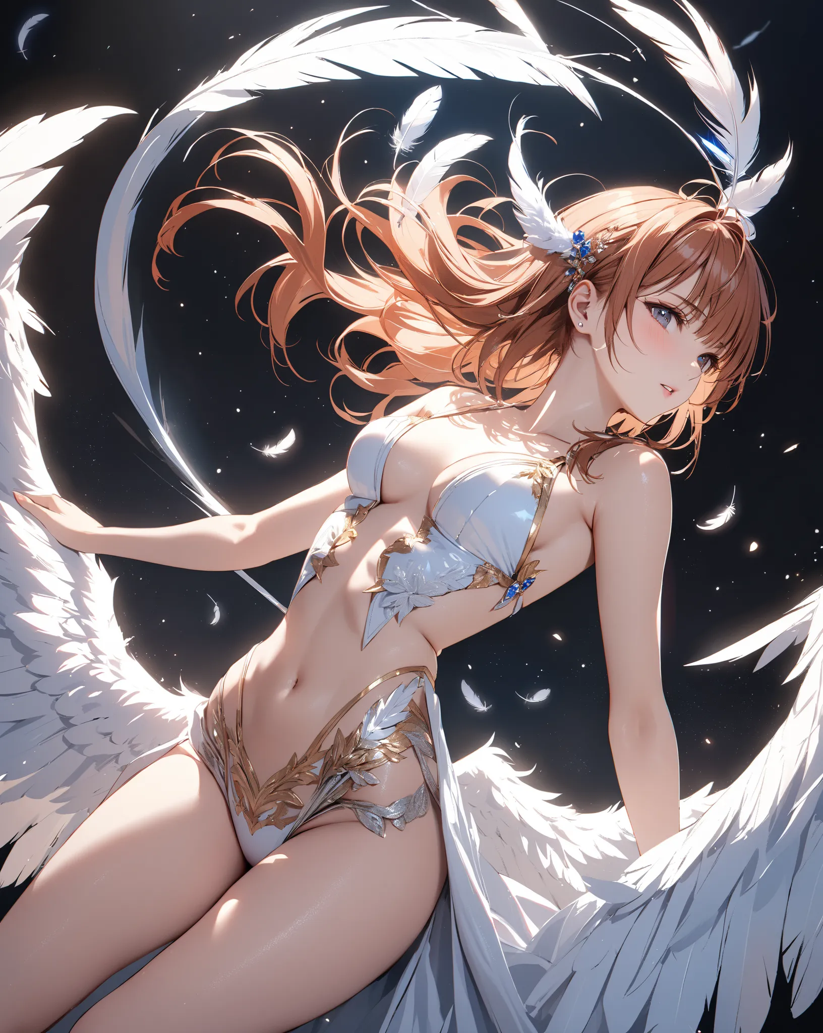 A Floating Feather, Demon World, Fallen Angel, ( Misaka Mikoto), masterpiece, highest quality, UHD, retina, masterpiece, accurate anatomy, super detailed, high quality, best quality, 8k