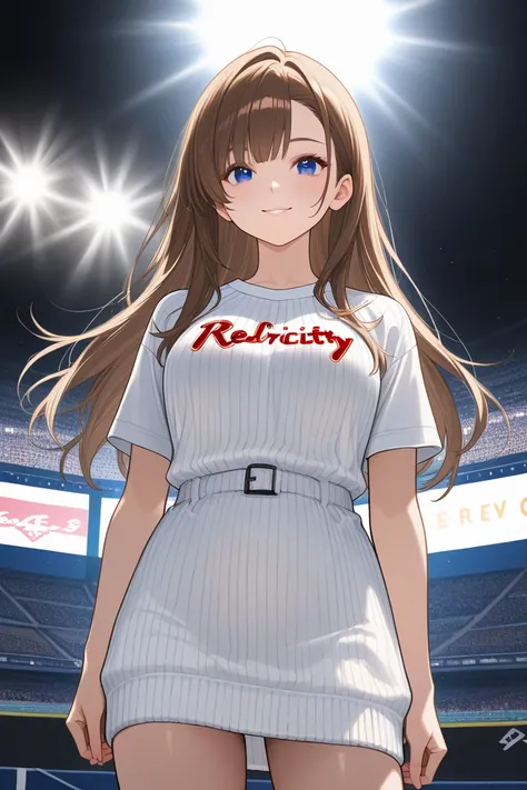 ​masterpiece、1 beautiful anime girl、A detailed eye、Puffy eyes、top-quality, 超A high resolution, (Realisticity: 1.4), cinematlic lighting、japanes、cute girl、 wears baseball varsity and baseball Jersey inside the varsity 、Asian Beauty 、Super beauty、Beautiful s...