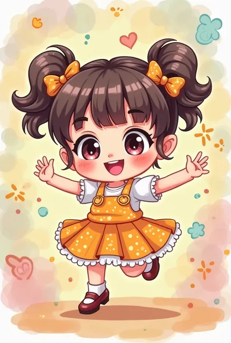 a cute cartoon chibi girl dancing
