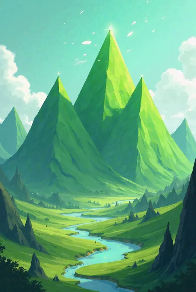 Animated triangular green mountains 