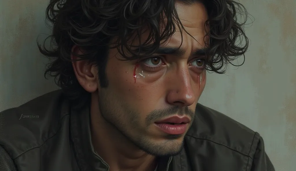 Qais's eyes are full of tears and sadness, reflecting the God he feels towards Layla, who cannot forget her love."