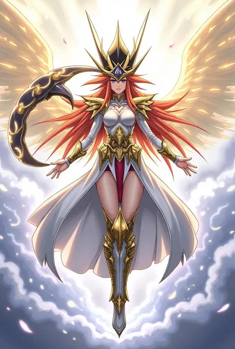 YU-GI-OH carte monstre, la valkyrie magicienne de lumière dans un style de peinture anime Yu-gi-oh duel Monster , anime YU-GI-OH Duel Monster, image détallée.