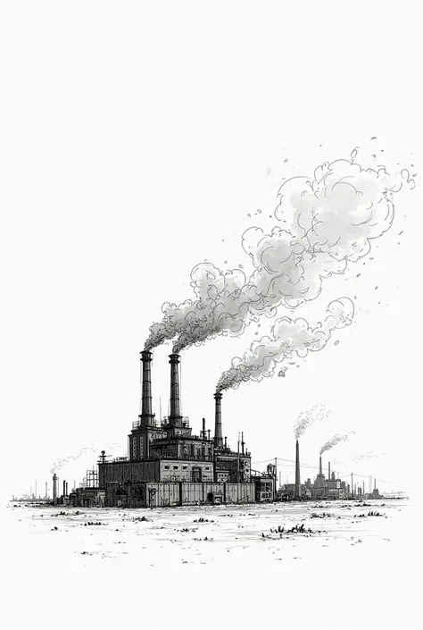 Create an image of a factory emitting smoke
And let it be a simple drawing 