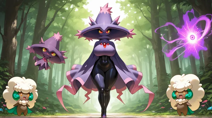 Mismagius and Whimsicott, Gigantic Ass, Thick Thighs, Wide Hips, 1 Futanari and 1 Girl