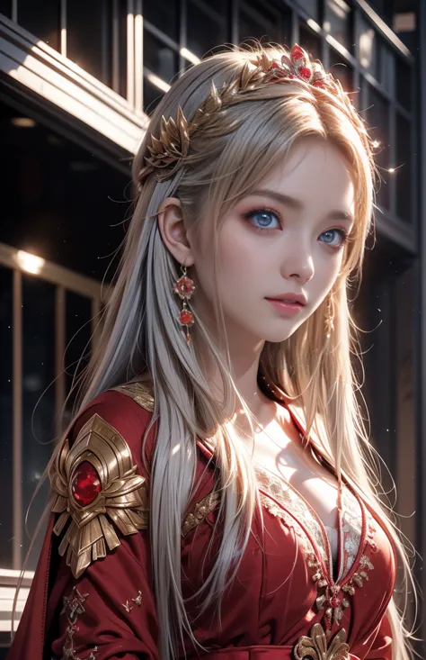 anime image of a woman in a red dress with a red cape, appears as the fire goddess, edelgard from fire emblem, white haired deity, the goddess hera looking angry, as an anime character, edelgard fire emblem, anime goddess, best anime character design, the ...