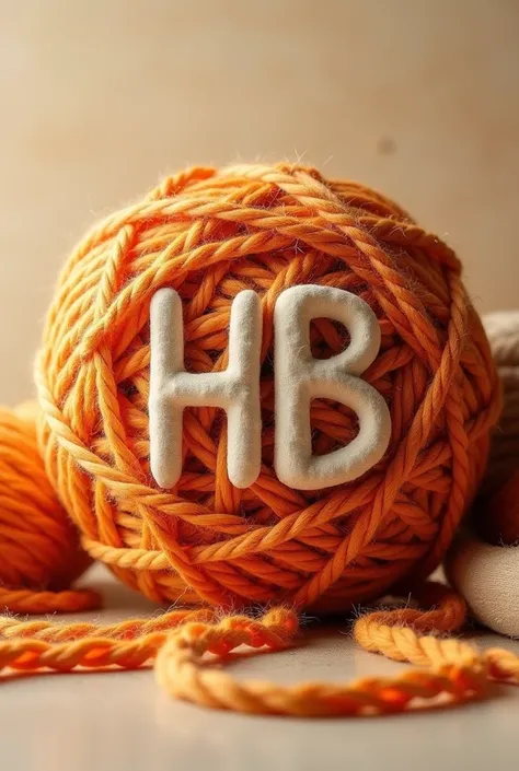 Make a ball of yarn and inside of it big letter of HB 