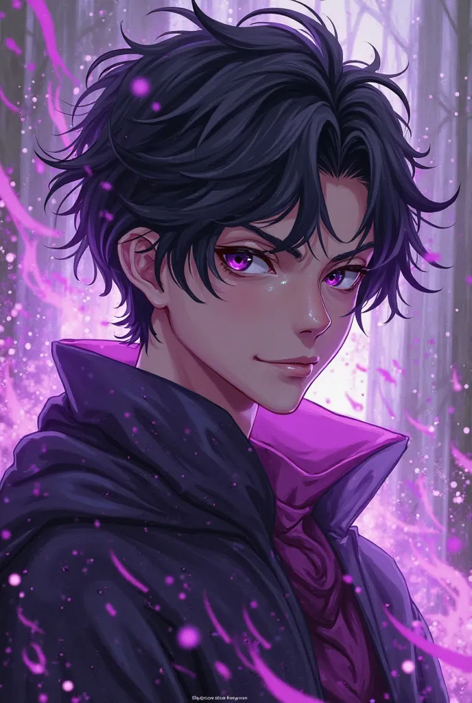 Kaisen jujutsu boy with purple sly energy