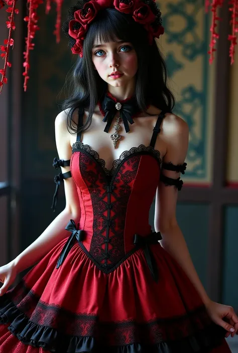 Red and black lolita dress, vampire style