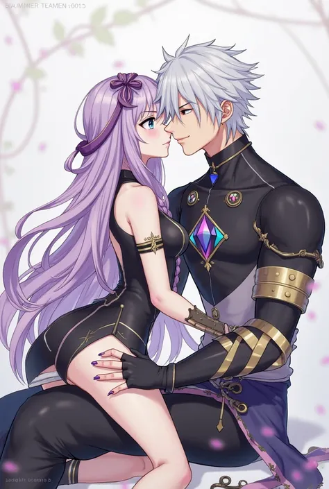 I want you to make an Image of Citlali from Genshin Impact, and me having a VERY rOMANTIC moment. Citlali is a pale-skinned woman who uses the medium female model. She has long pastel purple hair with the ends fading into dark pastel pink and then dark pur...