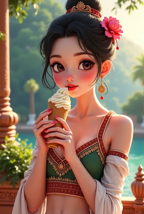 Make A Girl Licking Ice Cream Dressed In Thai And Crop 