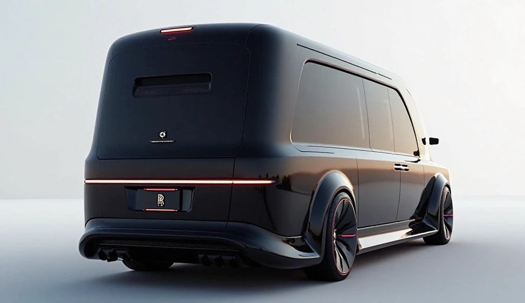 The rear side of the 2025 Rolls-Royce motorhome embodies a blend of elegance and futuristic design, maintaining the brand's signature luxury. The sleek, sculpted bodywork extends to the back, featuring a seamless, glossy black finish with integrated LED ta...