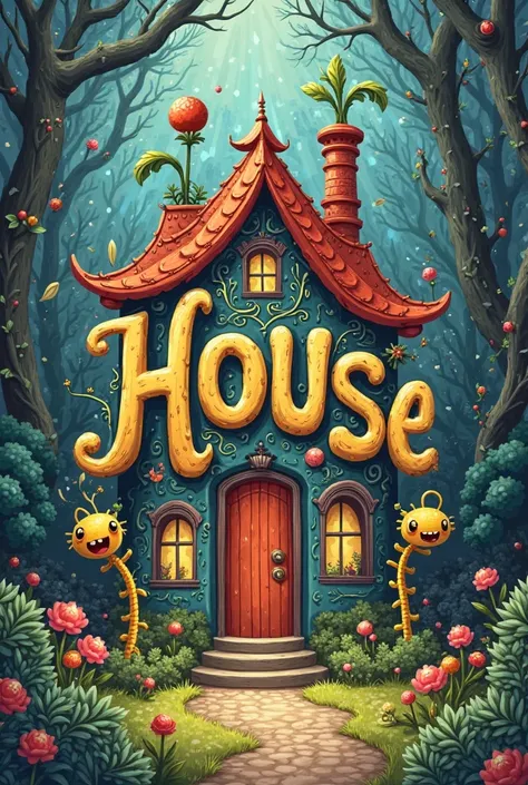 A TITLE WITH CALLICATURESQUE LETTERS THAT READS "The house recommends" 