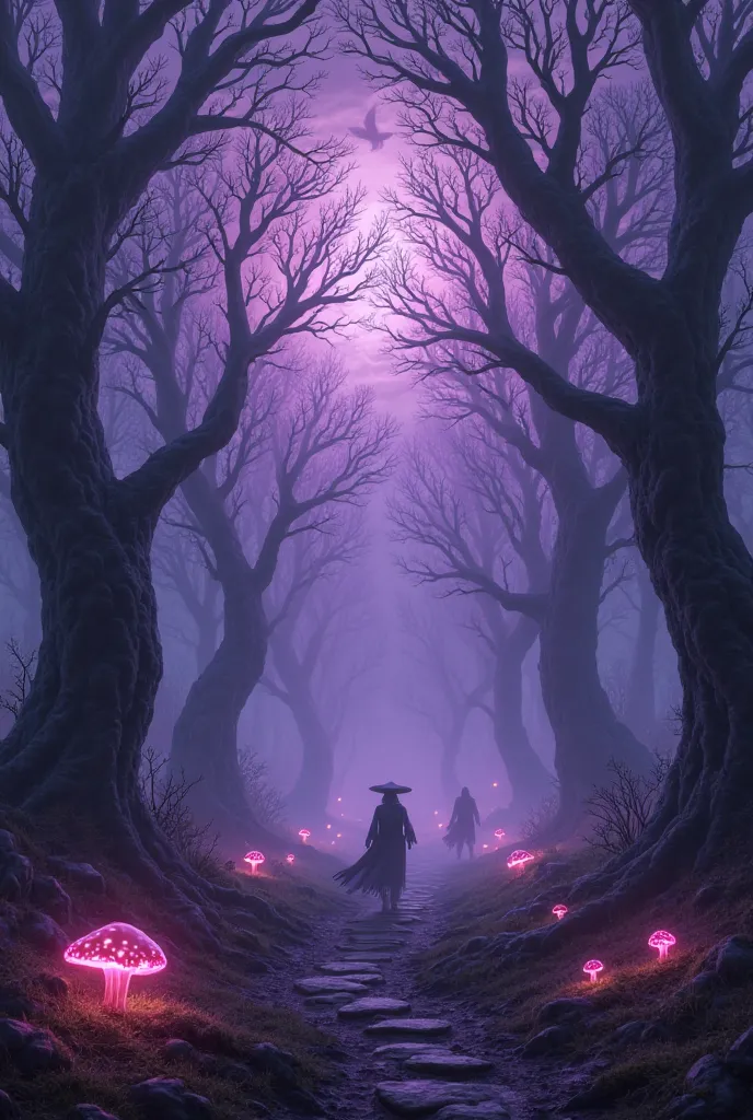 In a spooky purple forest