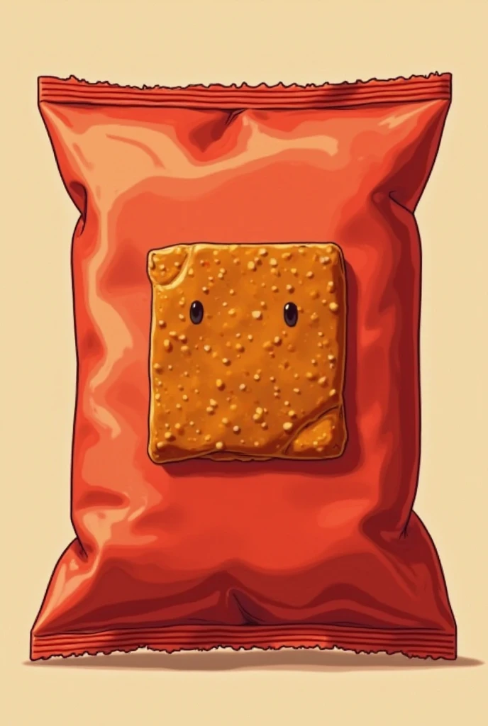 Now for one called TORTCHEESE I want the wrapper of the snack to be red and the logo a Dorito type but in the shape of a rectangular and brown color to look like a cartoon