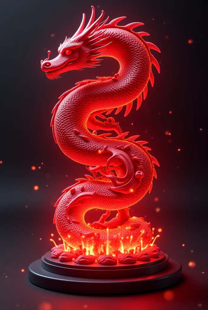 induce an eye- catching 3D gaming totem with a red dragon, enhanced by a  witching gleam effect. Center the textbook" SOUL," radiating intensity, and position" Gaming" below for a dynamic and luminous design.  