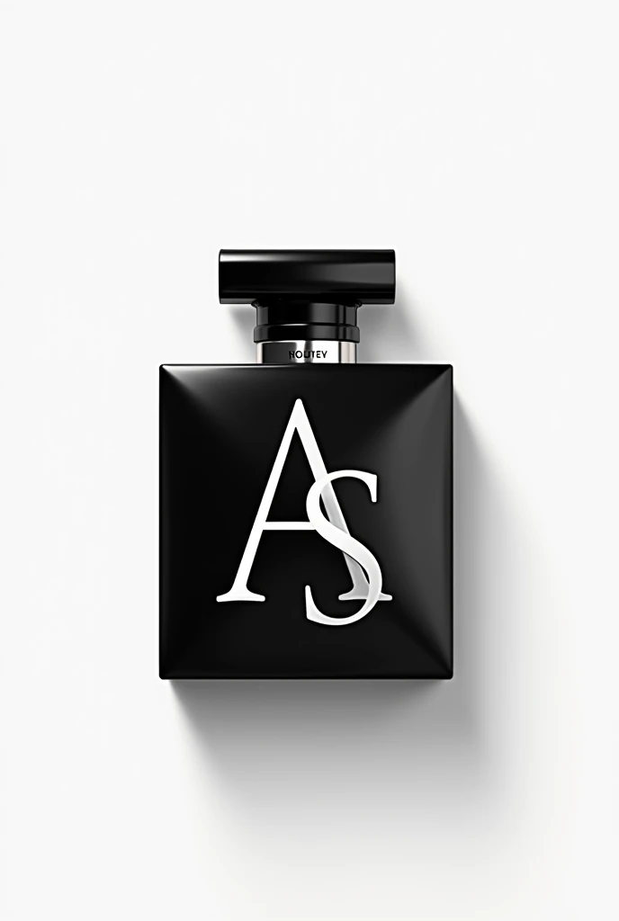 Create a logo for perfumes represented by a black and white perfume with the letters a and s