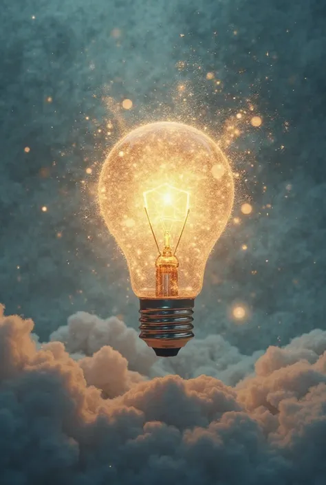 Light bulb with floating ideas 