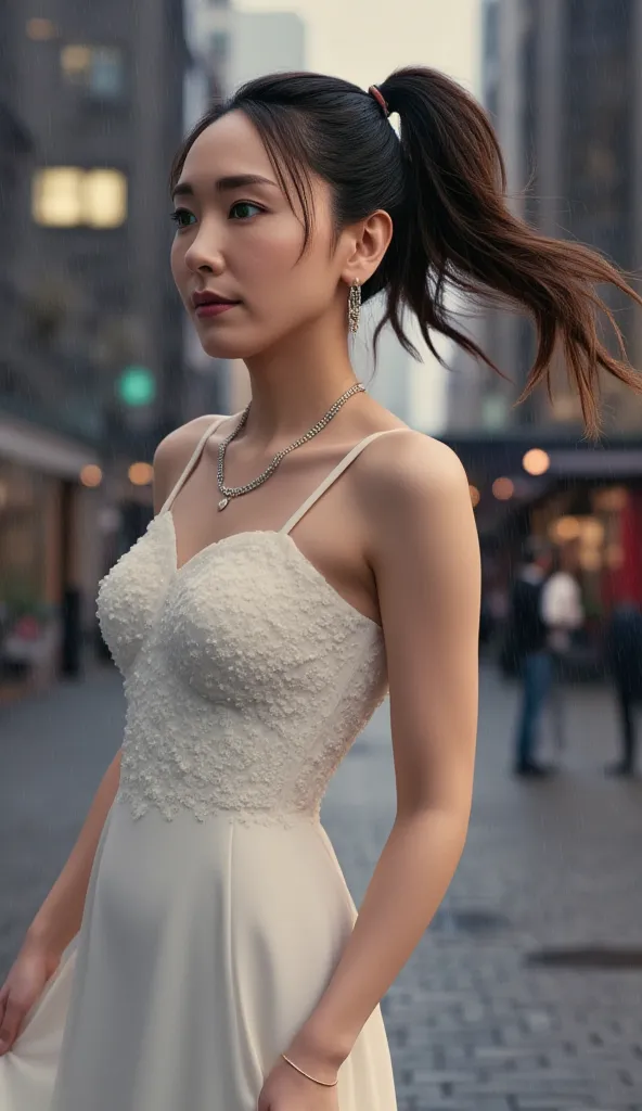 ((addielyn)), Random posture, (An extremely delicate and beautiful work), (masterpiece), 1girl, extremely detailed elegant wedding dress, tiara, highly detailed, ponytail contorted, charming expression, beautiful and clear eyes, green eye pupil, delicate n...