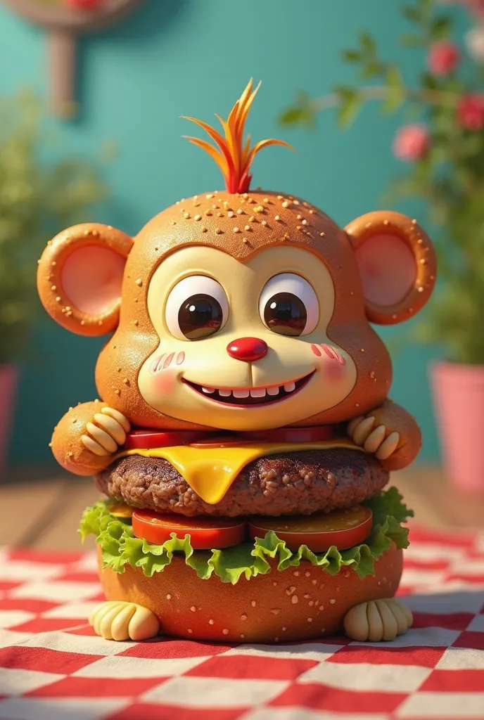 Create a monkey-shaped hamburger