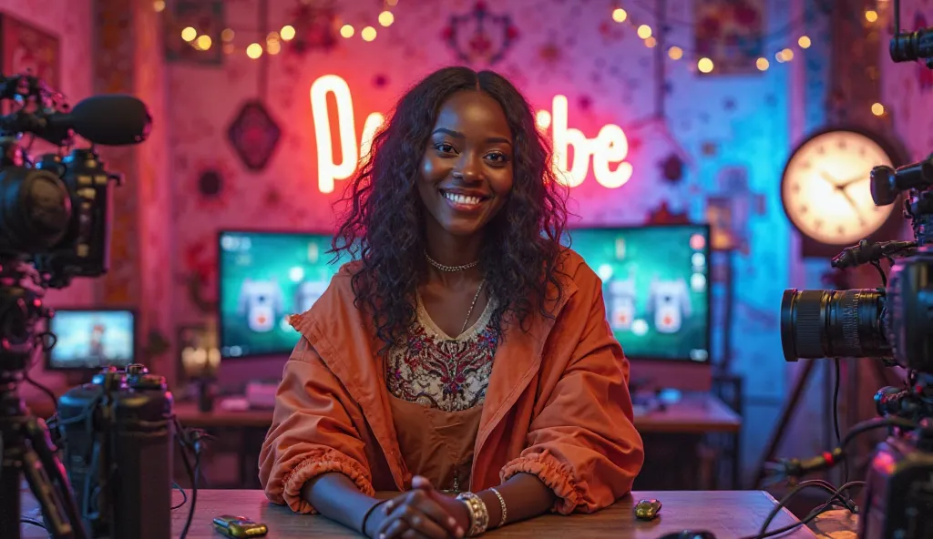 Images of a Senegalese YouTuber in a studio with the Information logo