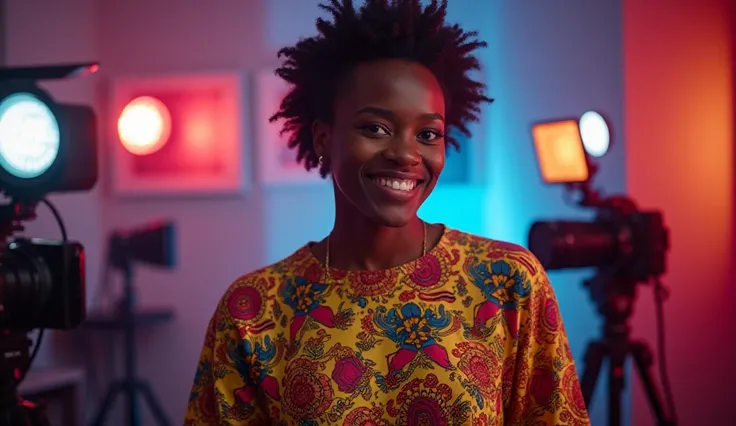 Images of a Senegalese YouTuber in a studio with the Information logo