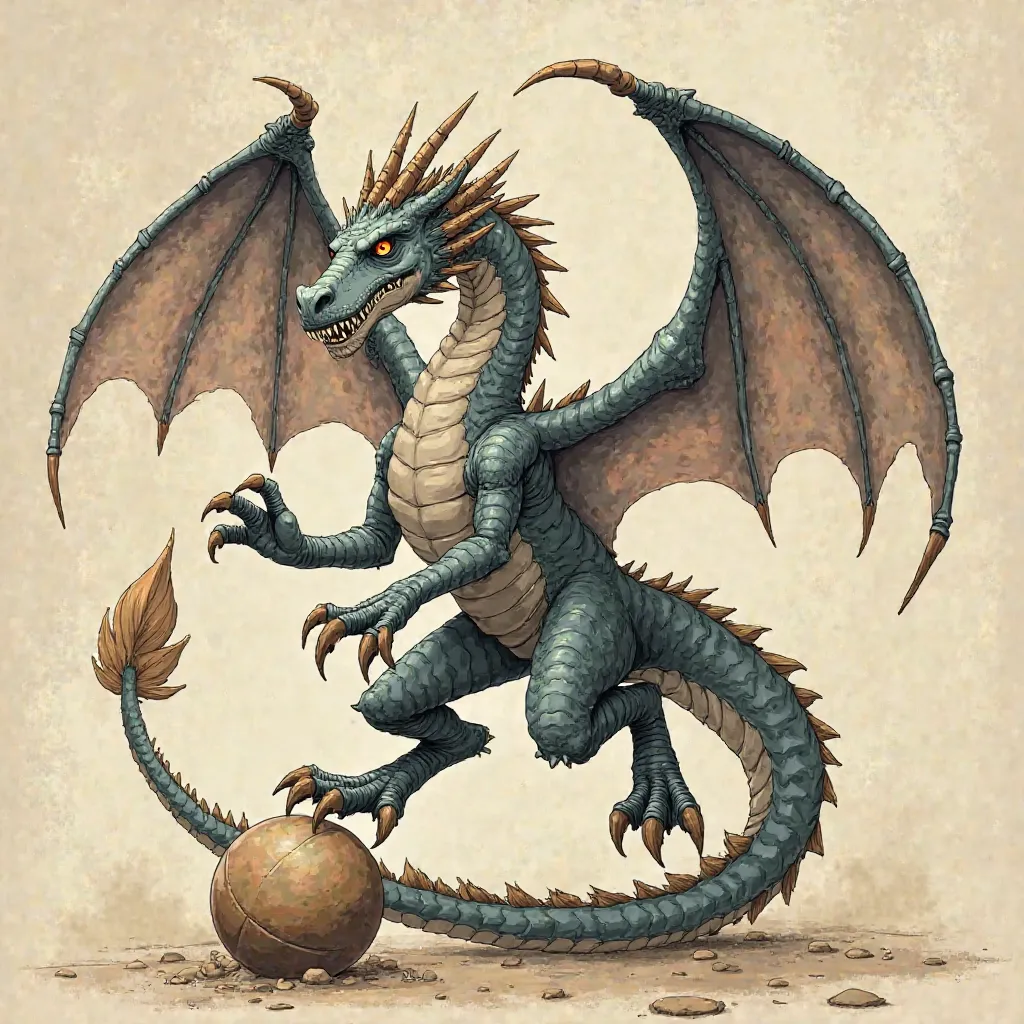 wingless dragon circling the ball