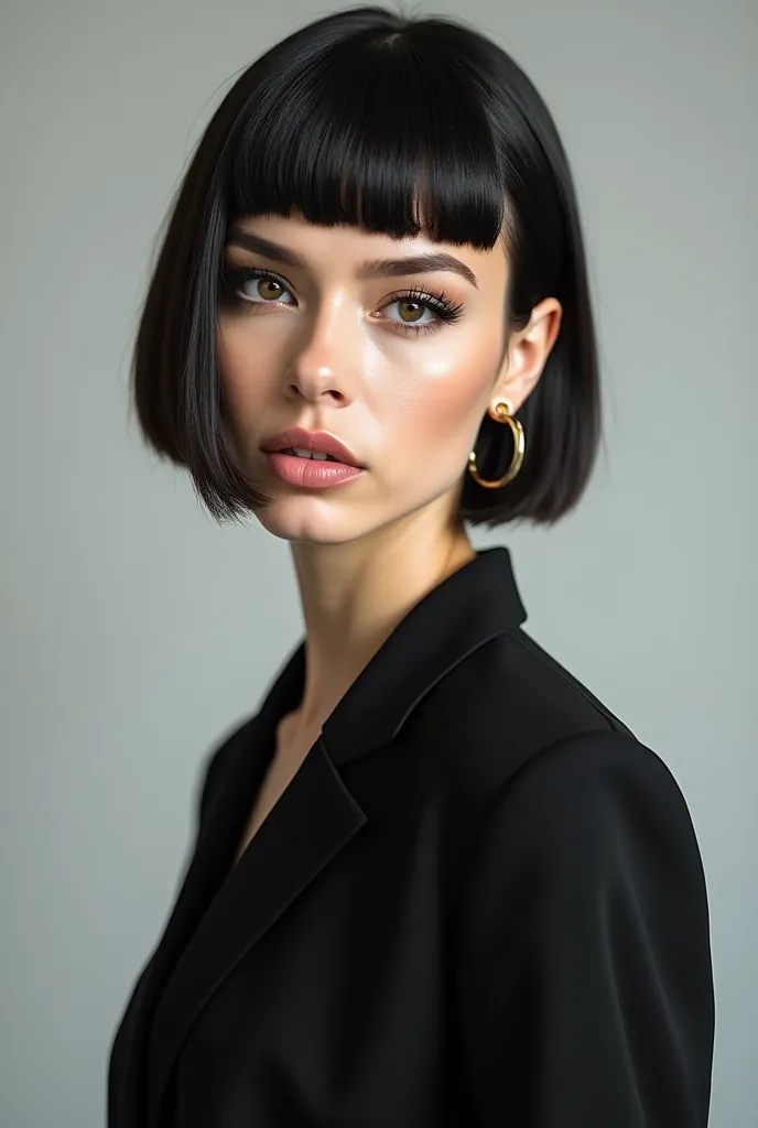 Box cut hairstyle girl