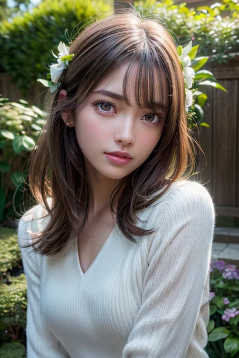 one woman, upper body, medium hair, twin tail, from front, focusing, looking at viewer, japanese