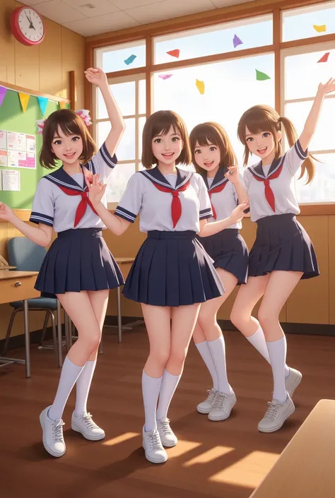 
Graduation Ceremony、white high socks、Sneakers
school classroom
Japanese girls, 