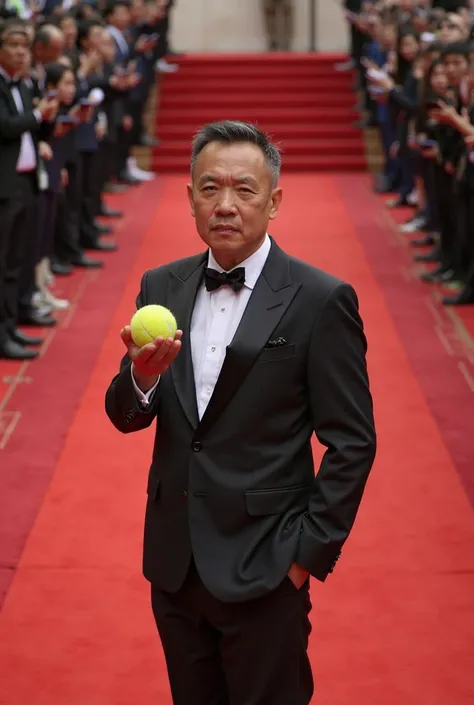 there was a man standing on the red carpet holding a tennis ball, hoang long ly,  photo from 2022  , profile picture 1024px, 2025, trailer , Don&#39;t be afraid, year 2 0 2 2, Quy Ho , dang my linh,  ngai victo , 2 0 2 2 photo