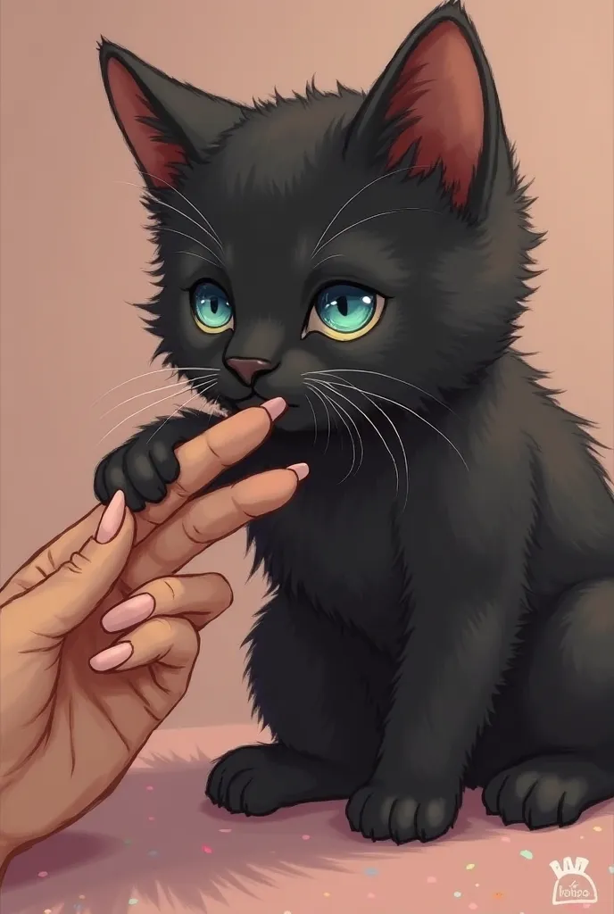 A little black cat is pinching your finger、 A bright little black cat holding white liquor on your finger.、 Pastel colorsの七色の毛のかわいいドラゴン、 hair 、The hairs on my body  、 ตาโตcute 、 cute 、novel、แท้TRUE、car、 my hands are resting on my fingers 、  Pastel colors、と...