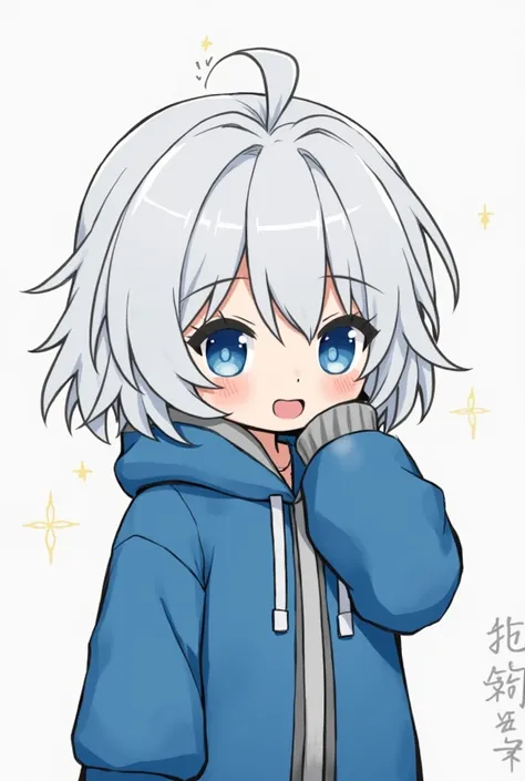 Cool Boys
Blue clothes
White Hair
Mini-Character
Open mouth