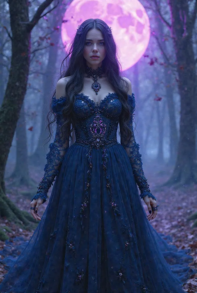 Purple　moon　gothic lolita　gem　 Witch　blue