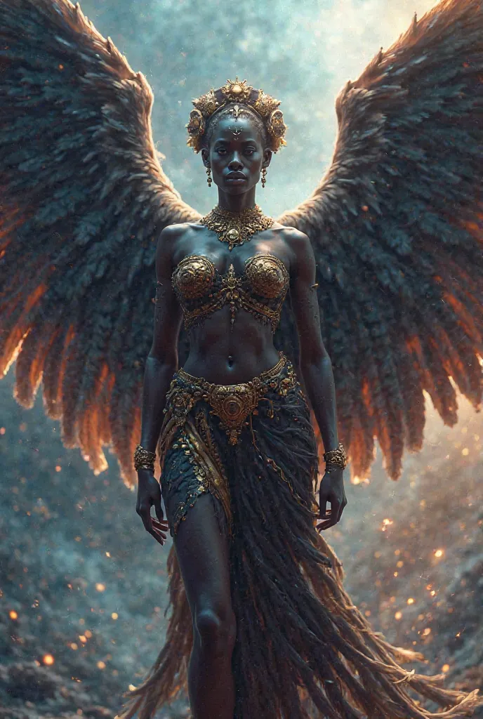 busty african woman with wings 