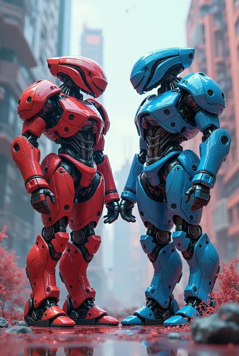 No what I mean put it at the sides of the border. 2 robots red and blue. 