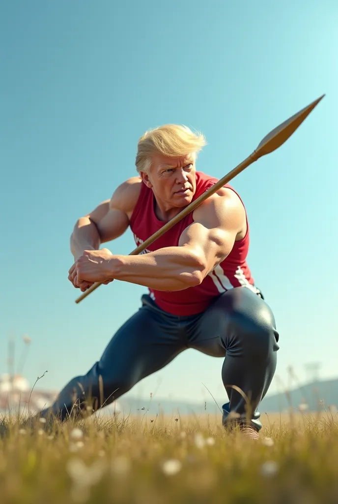 Trump throwing a javelin 
