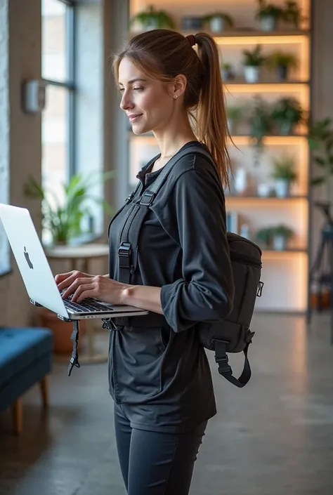 Belt that can place laptop while standing 