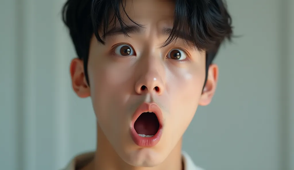 1 HANDSOME KOREAN BOY WITH EYES AND MOUTH WIDE OPEN IN SURPRISATION