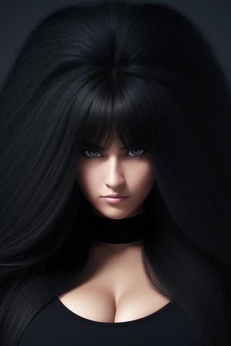 jet black hair,most very long hair,most very lion hair,most very wolf hair,most very frizzy hair,coarse hair,most very spread hairstyle,thick hair,fluffy hair,most very heavy weight hair,hair covering left eye,heavy looking hairstyle,most very voluminous h...