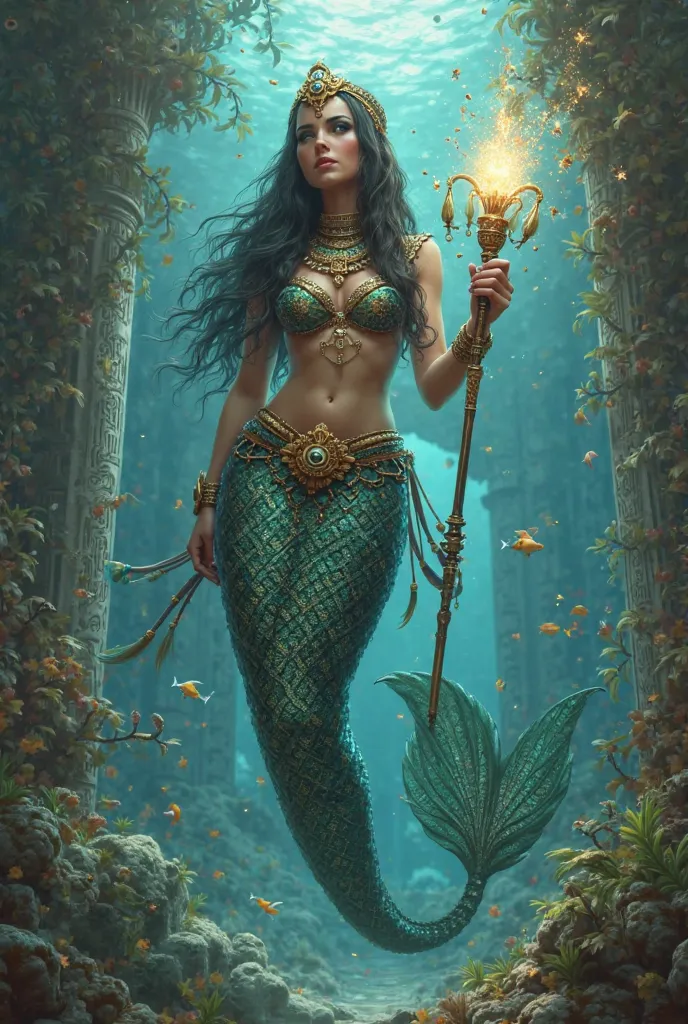 Make an archetype of Cleopatra, mermaid and wizard 