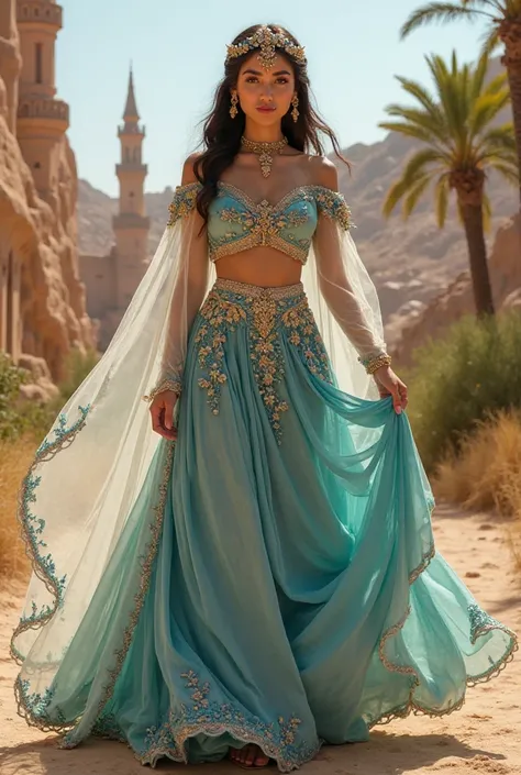 Create a two-piece dress like that of Princess Jasmine 