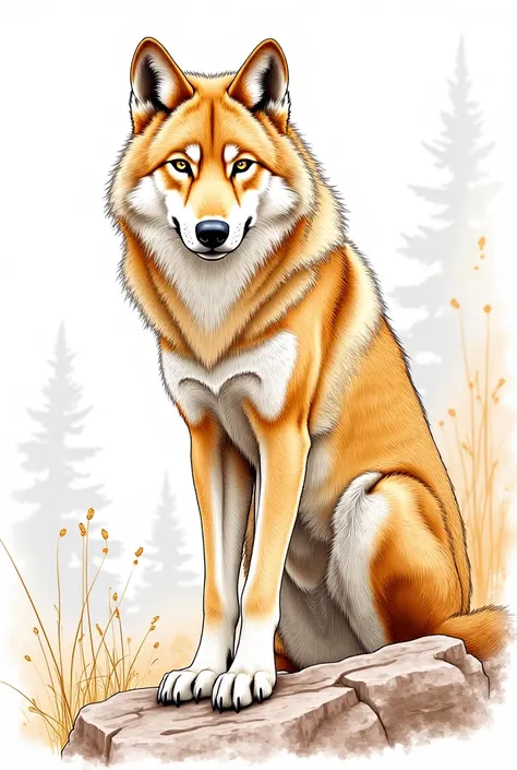 Make a wolf picture with clear details and make it suitable for coloring ren 