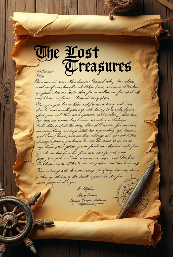 Vintage pirate letter entitled The Lost Treasure 