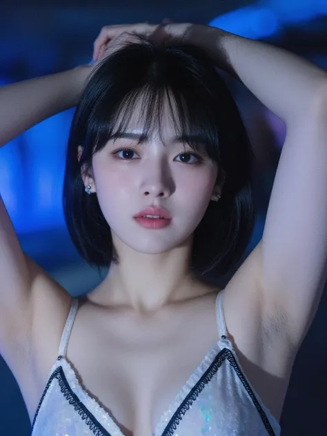 Japanese、smile、multiple girls、Hi-Res、Highest quality、high definition model、8-headed and well-styled 、（full body：1.4）、Muscular and able to see muscles well、textured skin、 shows the whole body like n、small short bob hair、gloss々 black hair、I can see my side h...