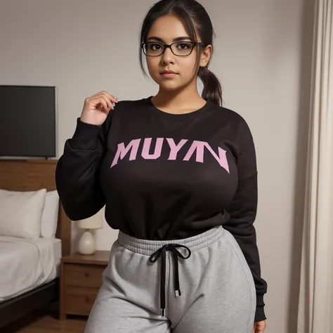 timid short cute chubby raven nyuugao Mexican geeky emo girl, medium slightly wavy ponytail hair, cute detailed brown eyes, cutely detailed lips, cute highly detailed eyes and face, voluptuous breasts, thin thighs, thin hips, long sleeve night crewneck shi...