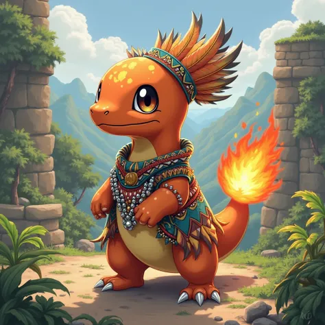 Charmander dressed as an Inca