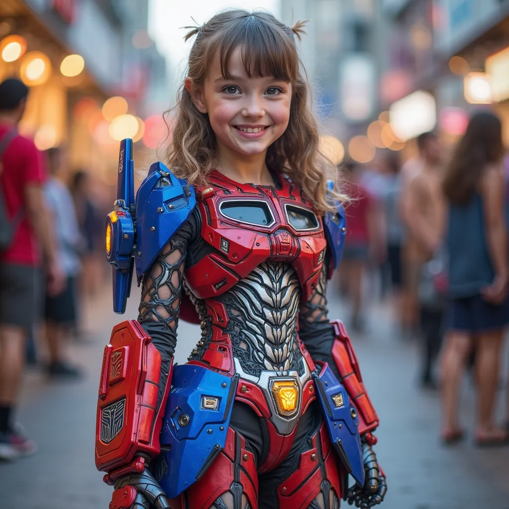 Cute girl wearing optimus prime dress